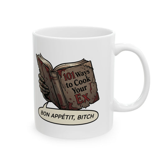 "Bon Appetit Bitch" White Ceramic Mug — Graphic