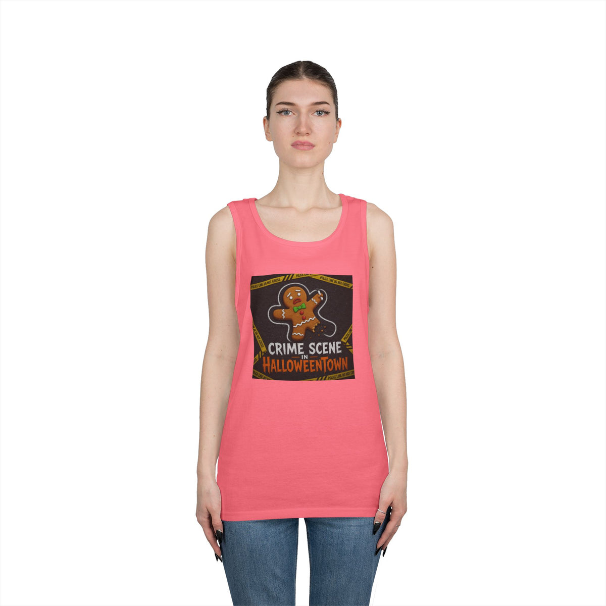 Color: Safety Pink | Crime Scene in Halloweentown Tank Top