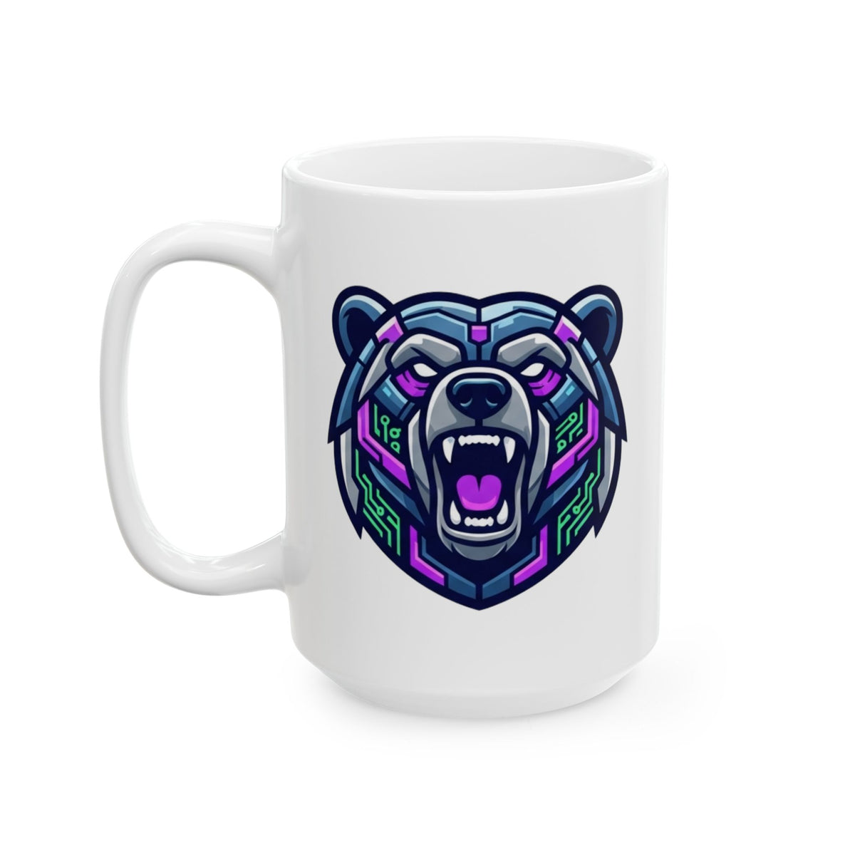 "Cyber Bear" White Ceramic Mug — Graphic