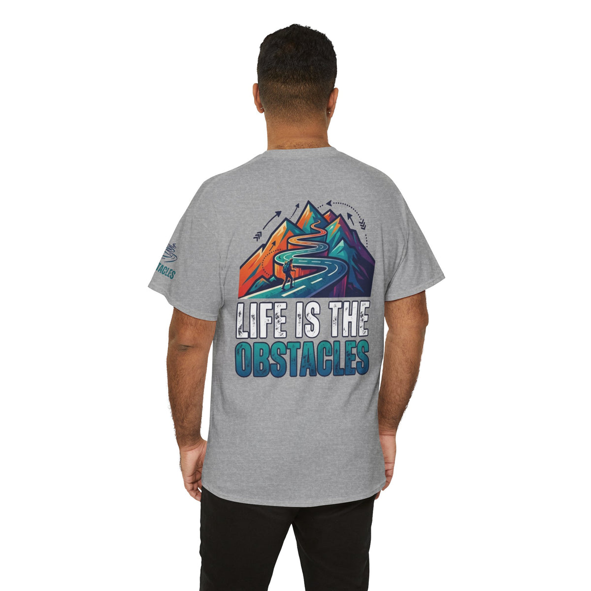 Color: Sport Grey | Life Is The Obstacles Premium Graphic Tee