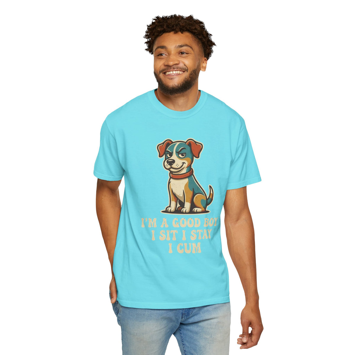 Color: Lagoon Blue | I'm A Good Boy Unisex Garment-Dyed Tee
