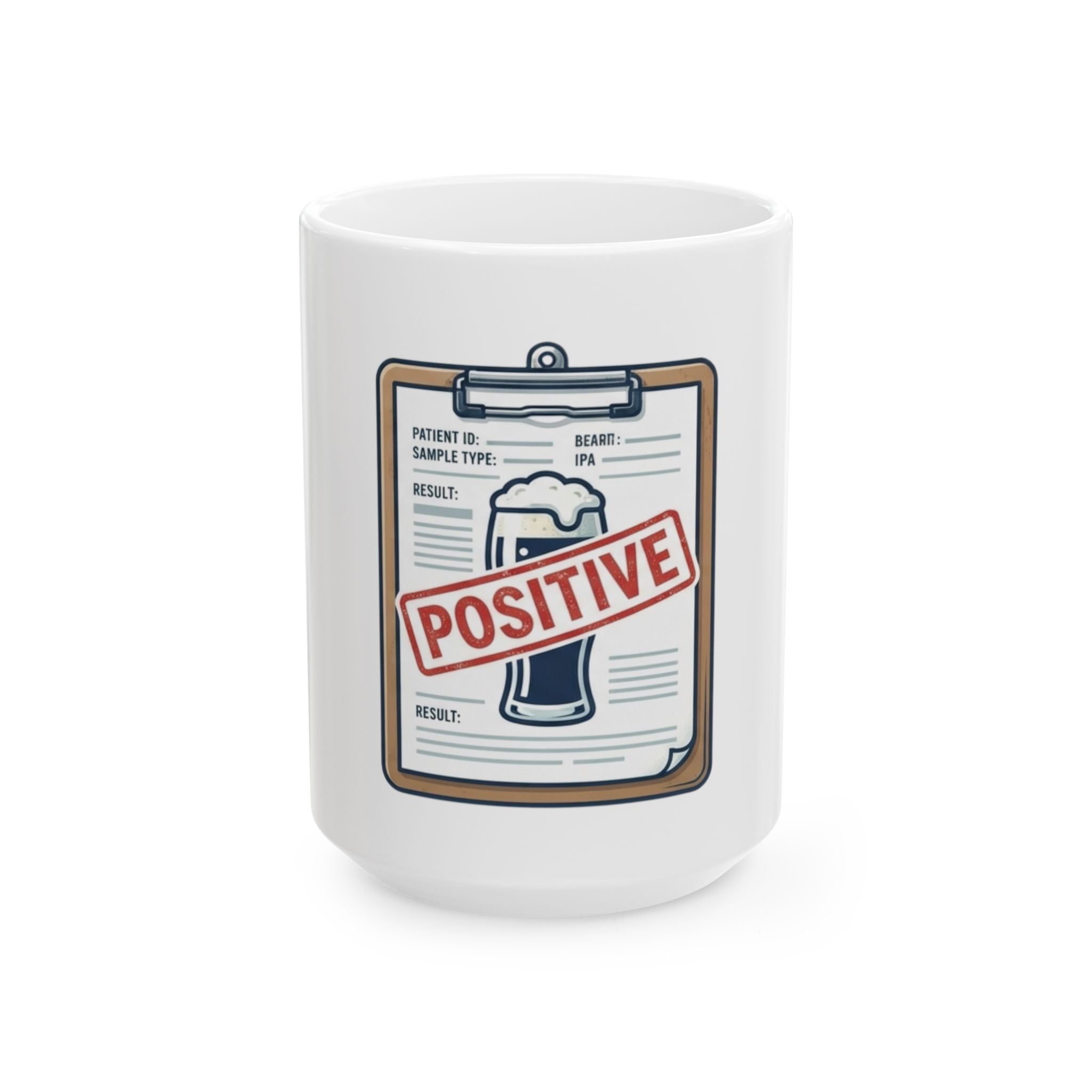 "False Positive IPA" White Ceramic Mug — Graphic