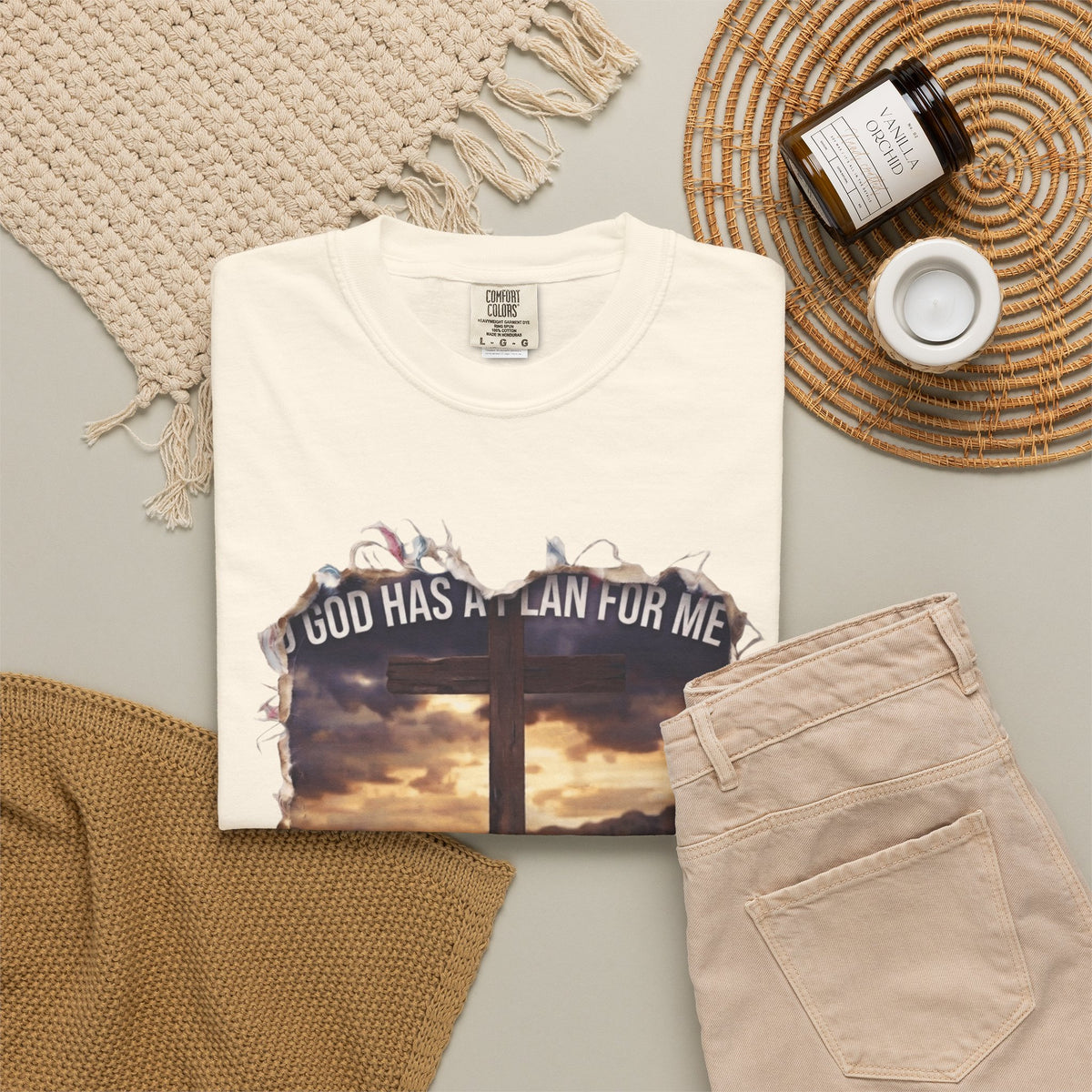 "God Has A Plan For Me" Unisex Garment-Dyed Tee