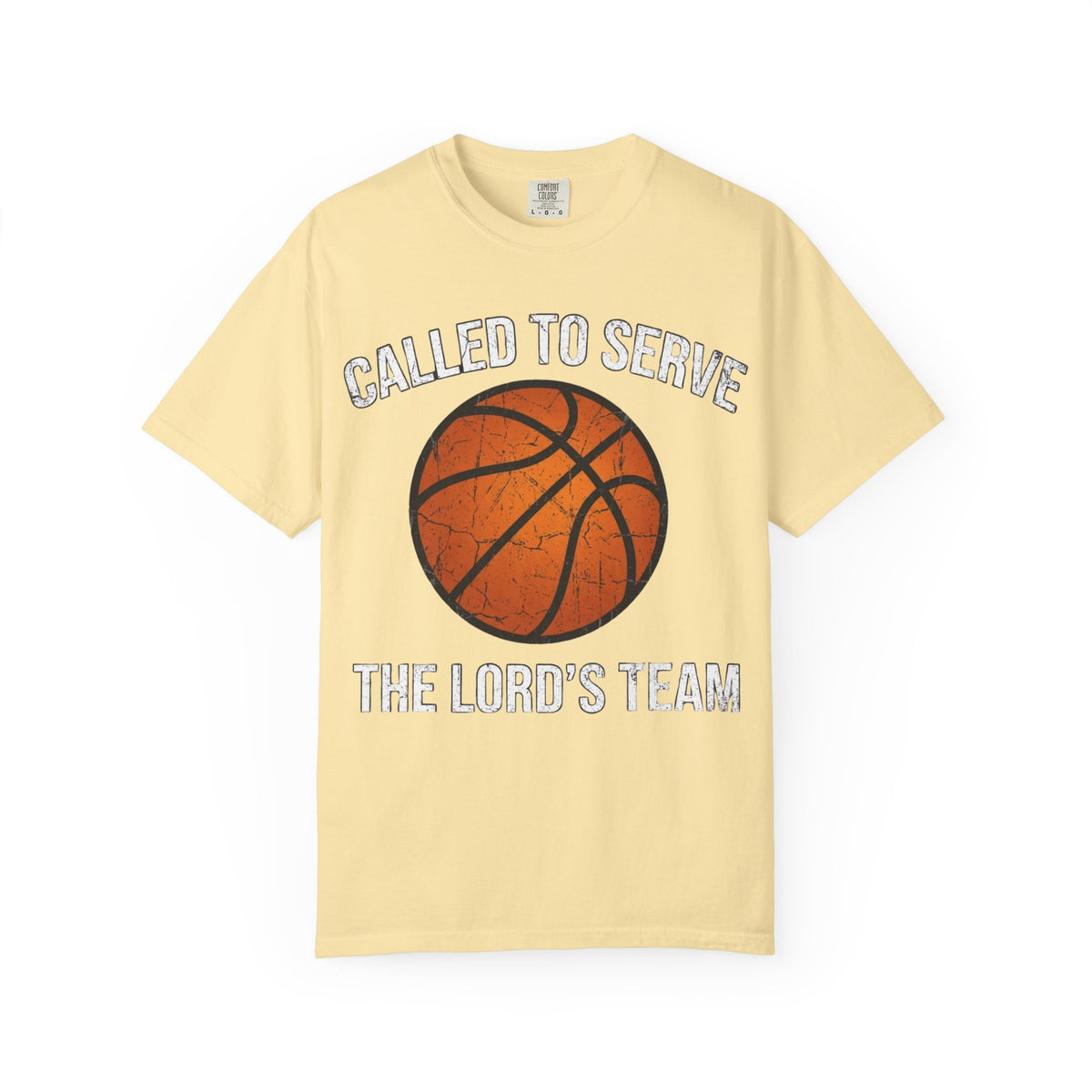 Color: Banana | Called To Serve The Lord's Team Christian Basketball T-Shirt - Distressed Religious Sports Tee for Men and Women