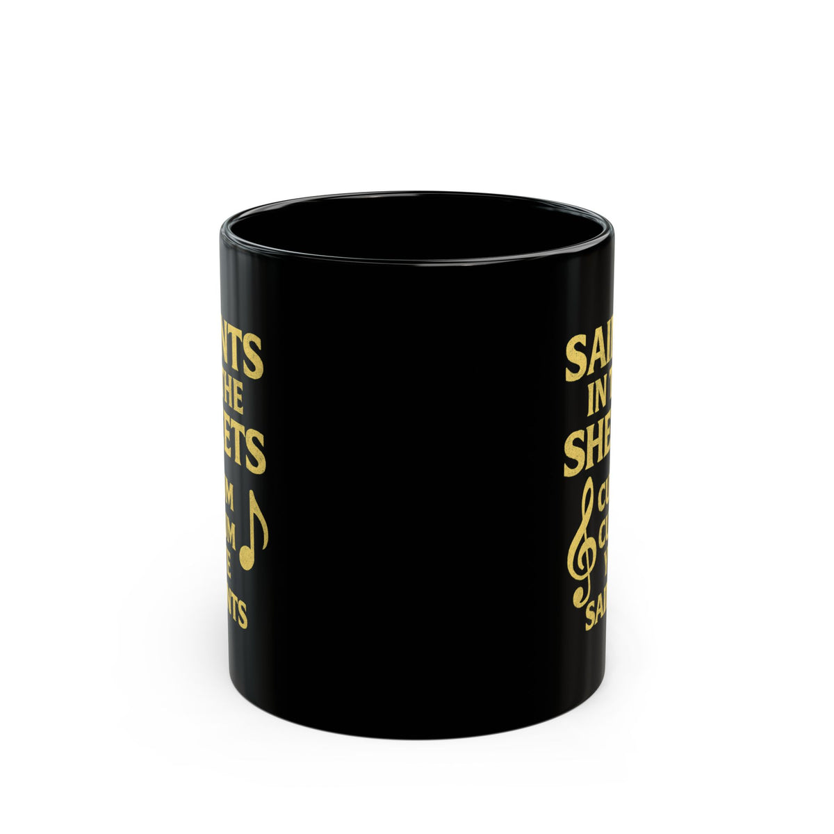 "Cum Cum Ye Saints" Black Ceramic Mug