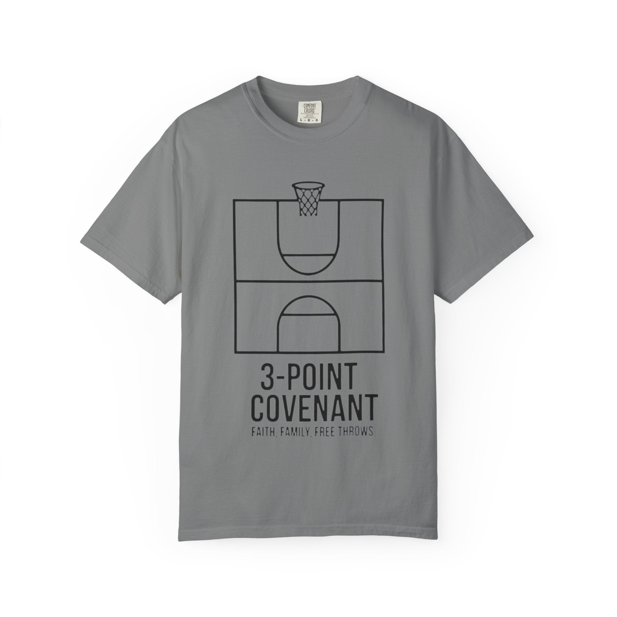 “3‑Point Covenant: Faith, Family, Free Throws" Unisex Garment-Dyed T-shirt