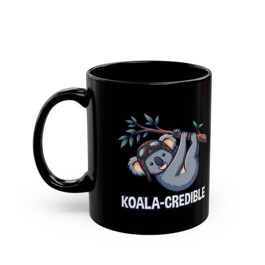 "Koala Credible" Black Ceramic Mug