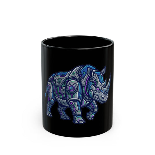 "Cyber Rhino" Black Ceramic Mug