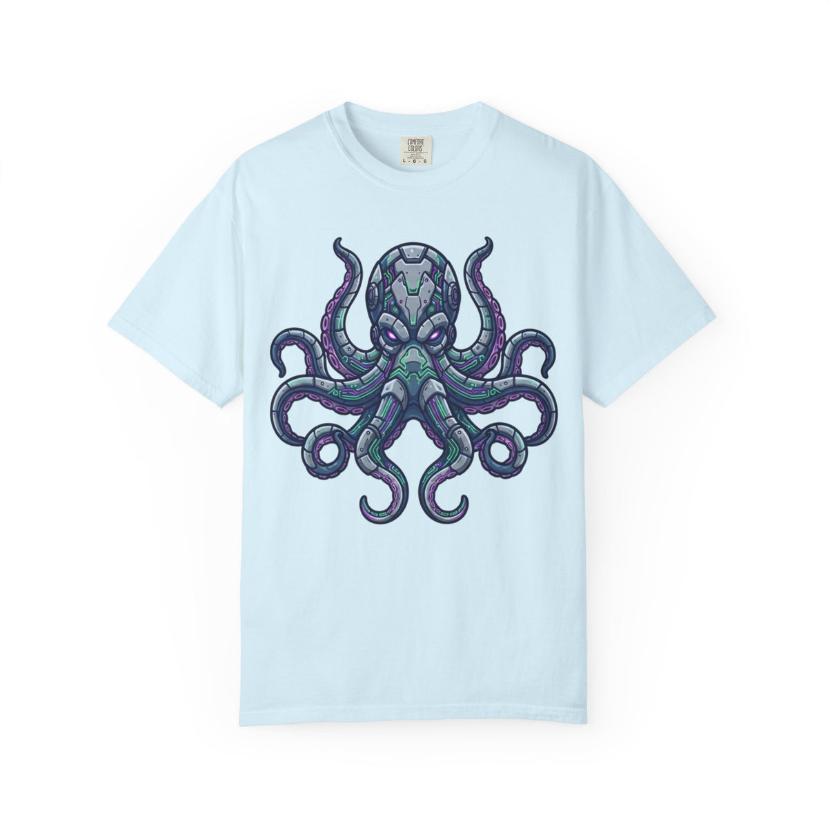 Color: Chambray | Cyber Octopus Unisex Garment-Dyed Tee
