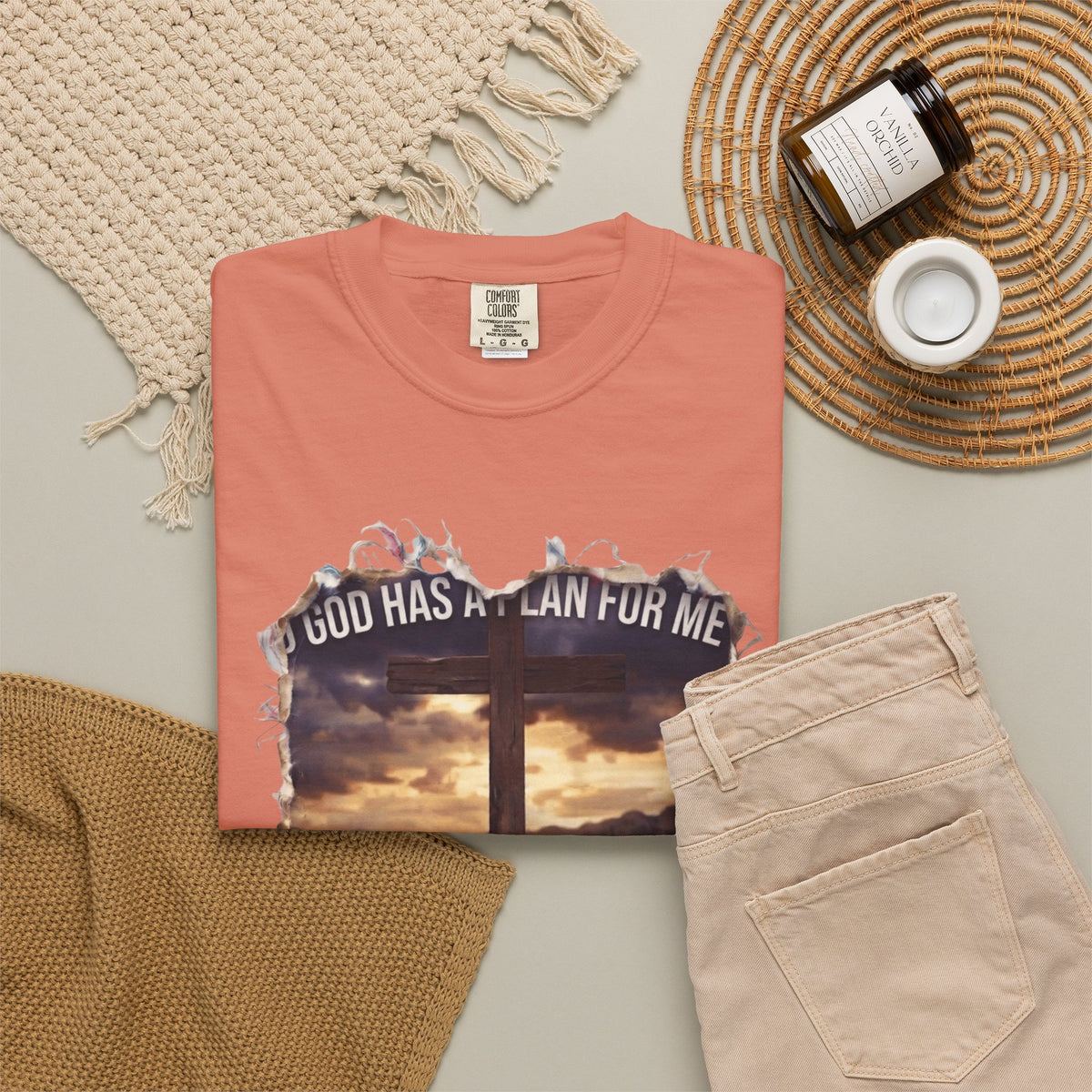 "God Has A Plan For Me" Unisex Garment-Dyed Tee
