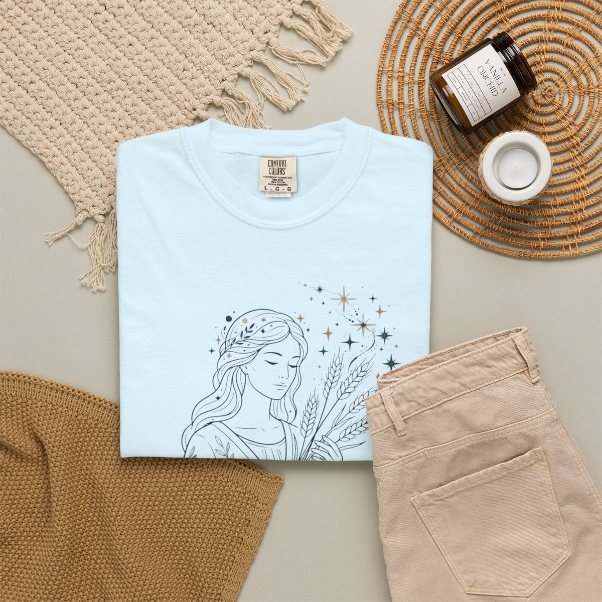 "Virgo The Wheat Maiden" Unisex Garment-Dyed Tee