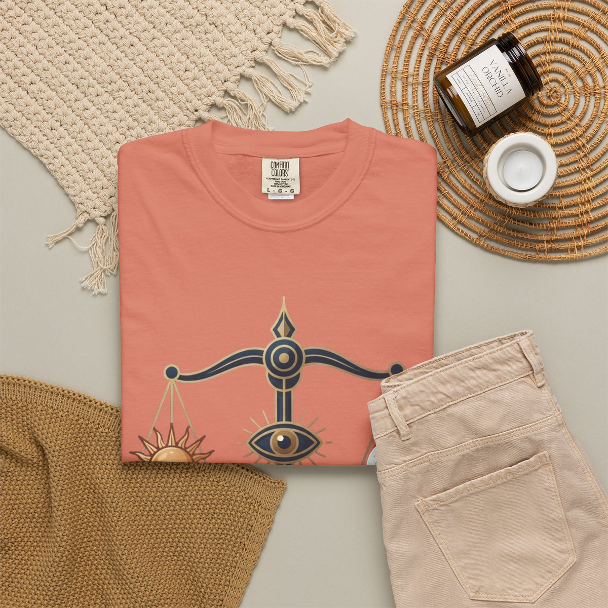 "Libra The Balanced Scales" Unisex Garment-Dyed Tee
