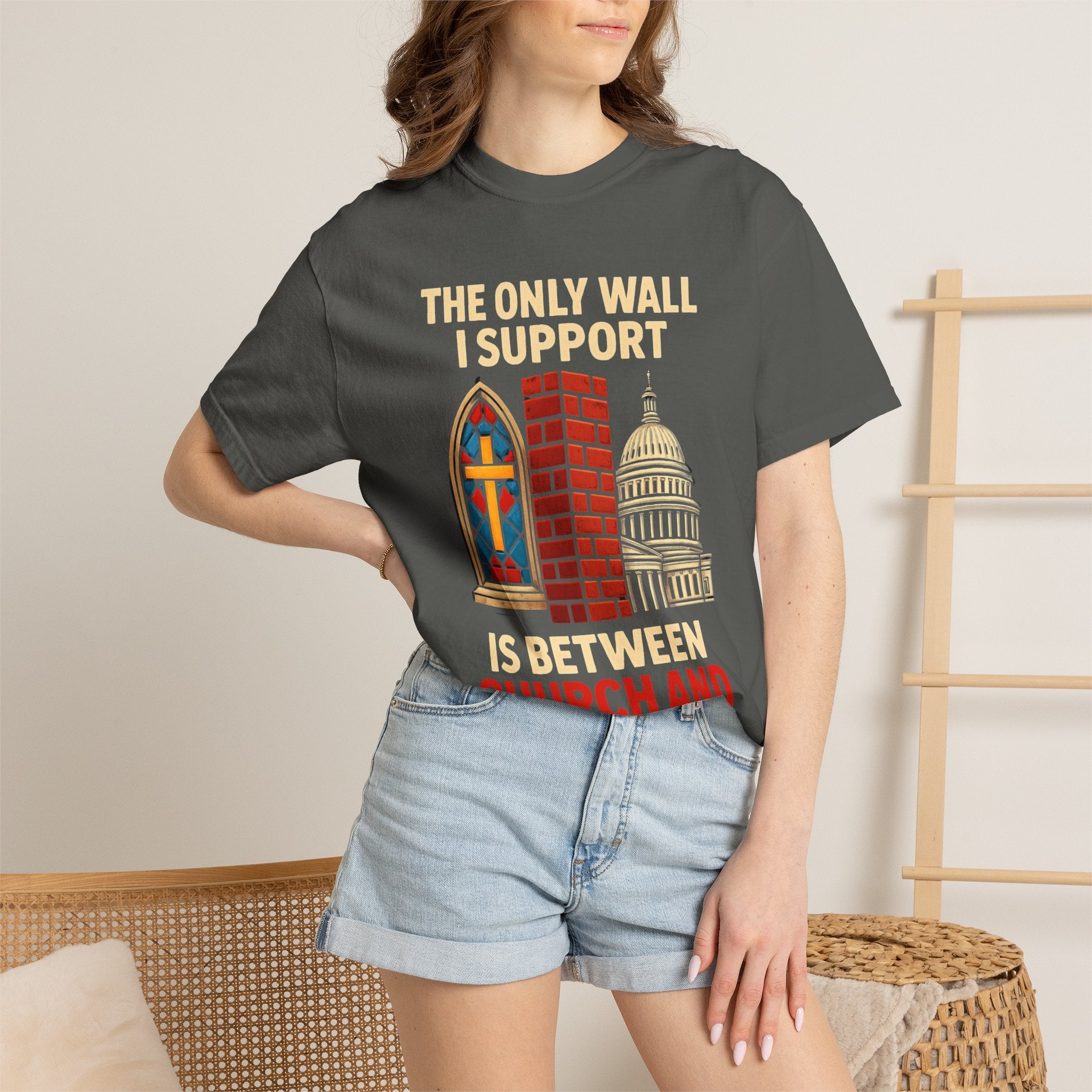 "The Only Wall I Support" Unisex Garment-Dyed T-shirt
