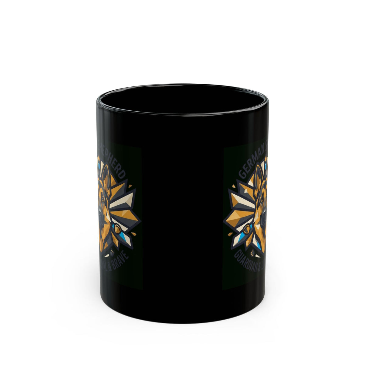 "German Shepherd Guardian Loyal Brave" Black Ceramic Mug