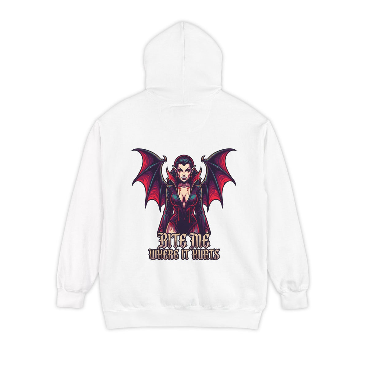 Color: White | Bite Me Where It Hurts Garment-Dyed Hoodie