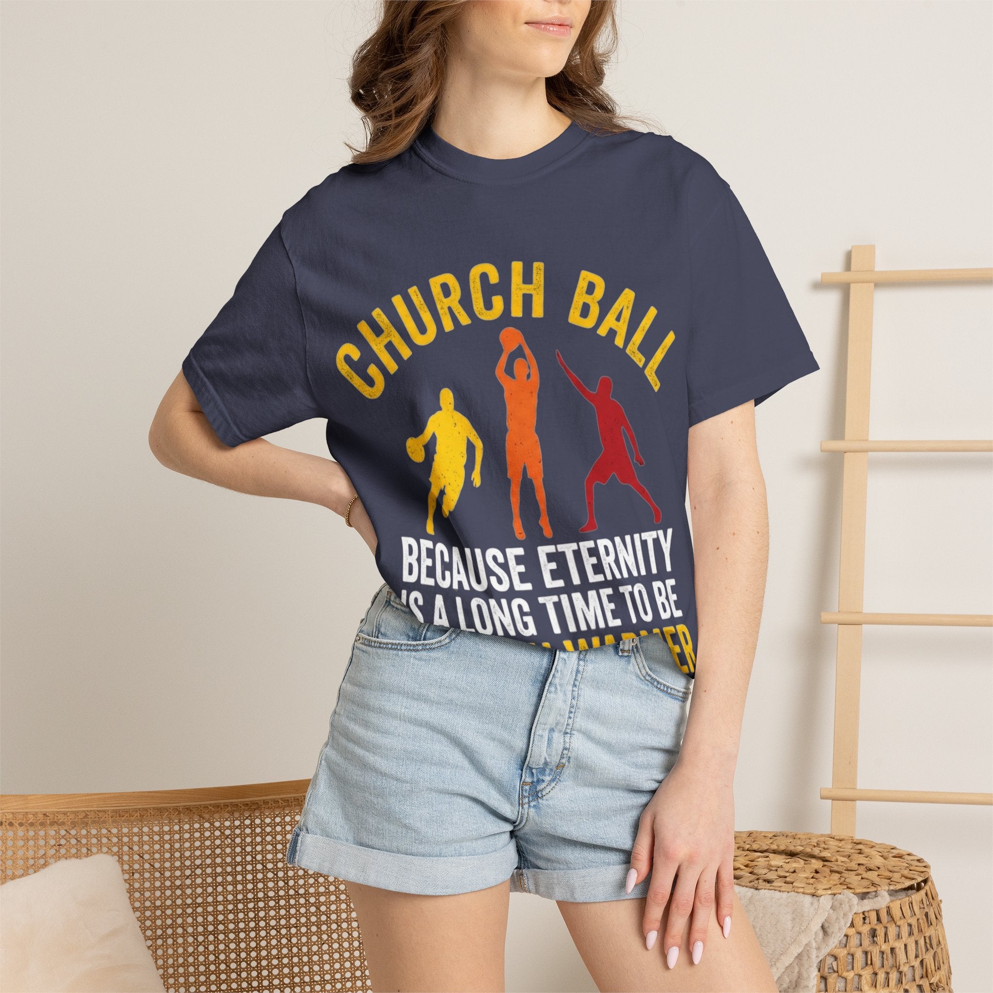 "Church Ball Bench Warmer" Unisex Garment-Dyed T-shirt