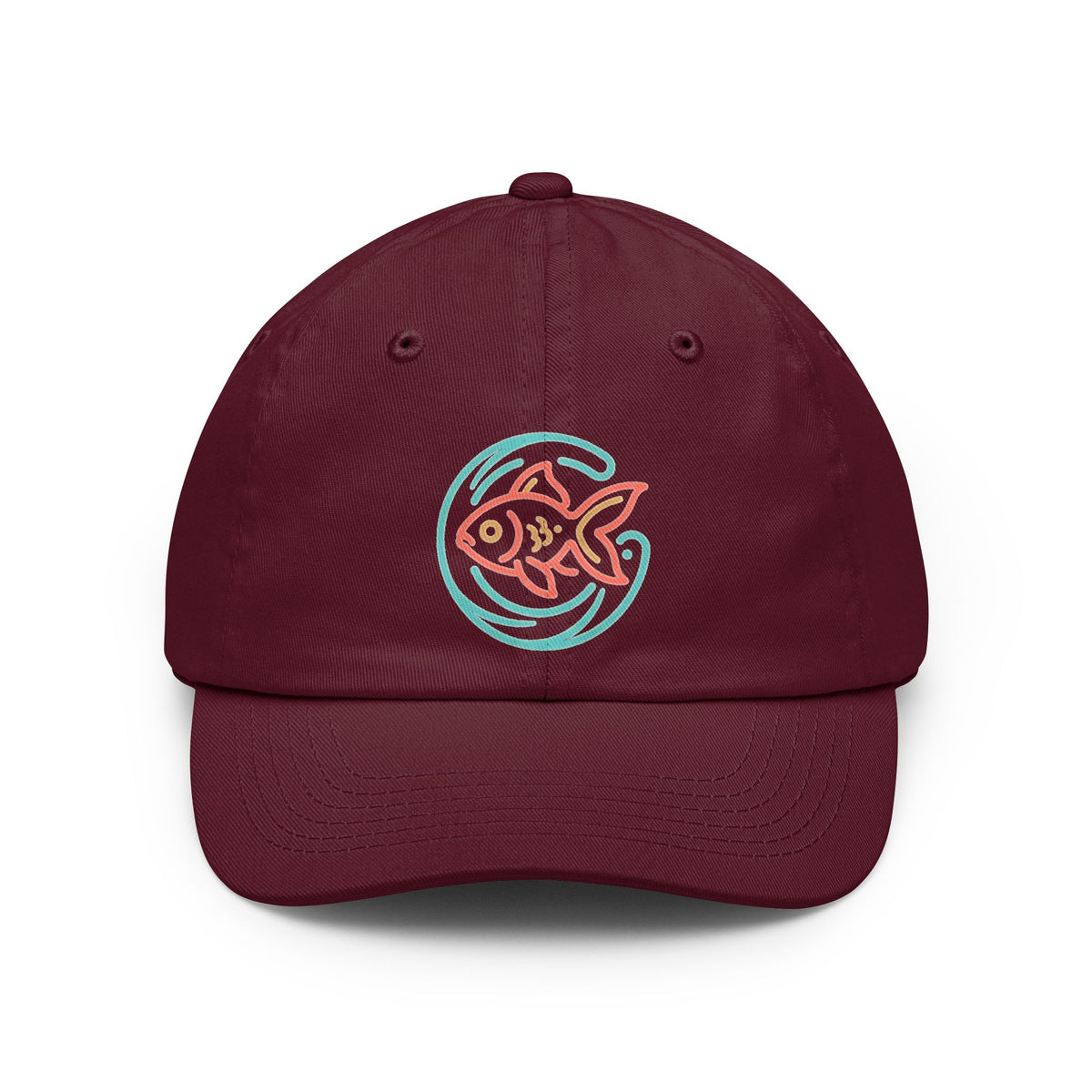 Color: Maroon | Go Fish Dad Hat — Graphic