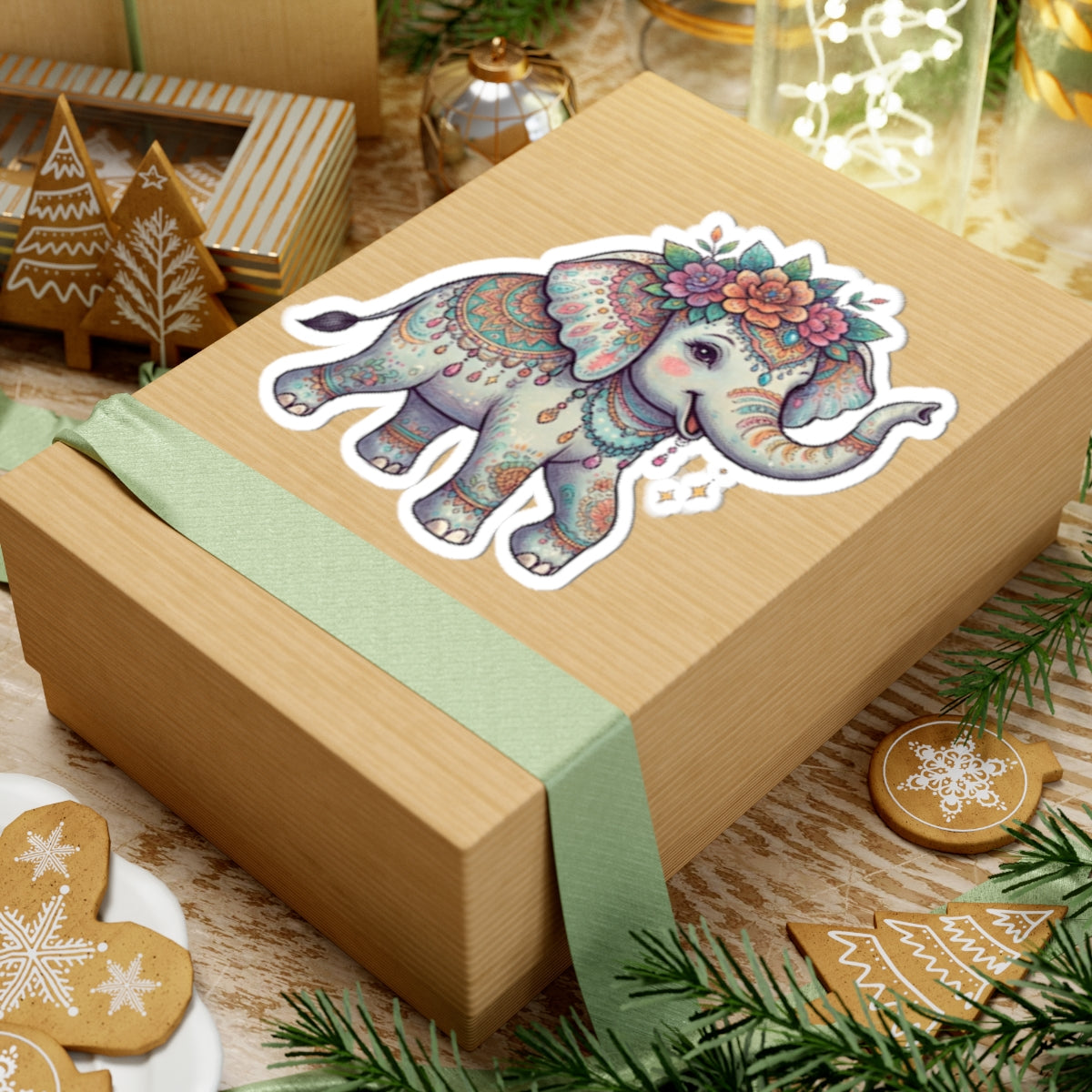 "Hippy Elephant" Sticker — Main