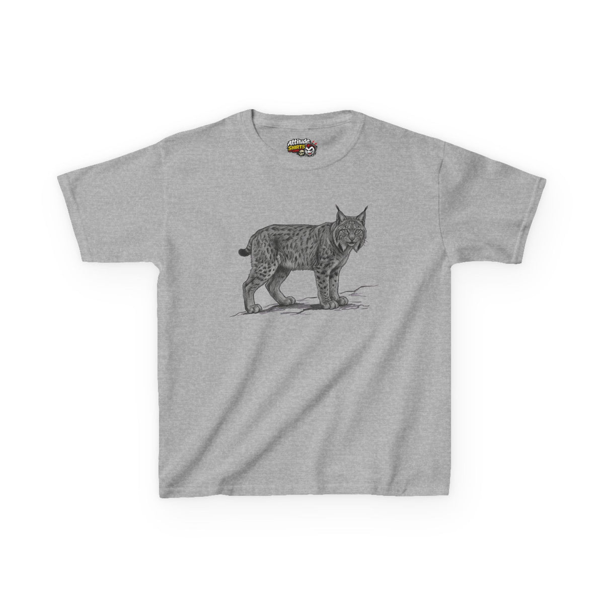 "Pencil Sketch Art Lynx" Kids Tee