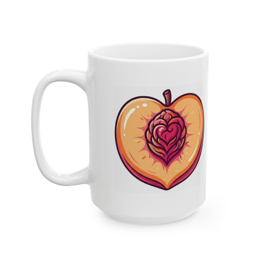 "Warm Sweet Juicy" White Ceramic Mug — Graphic