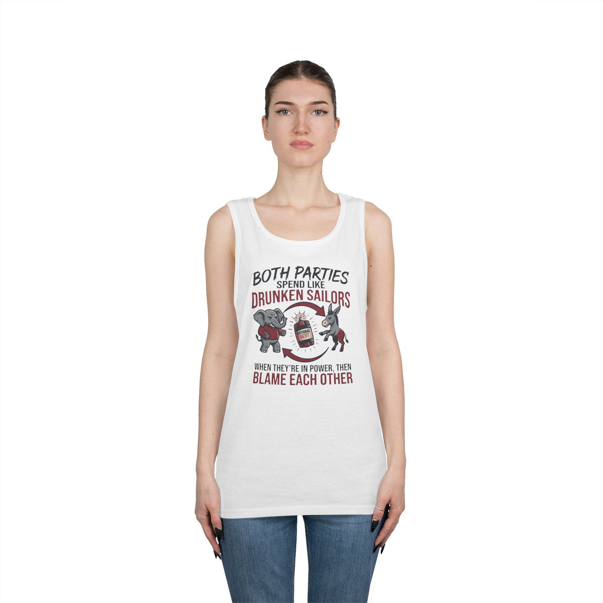 Color: White | Protest Series - Audit The Spending Tank Top