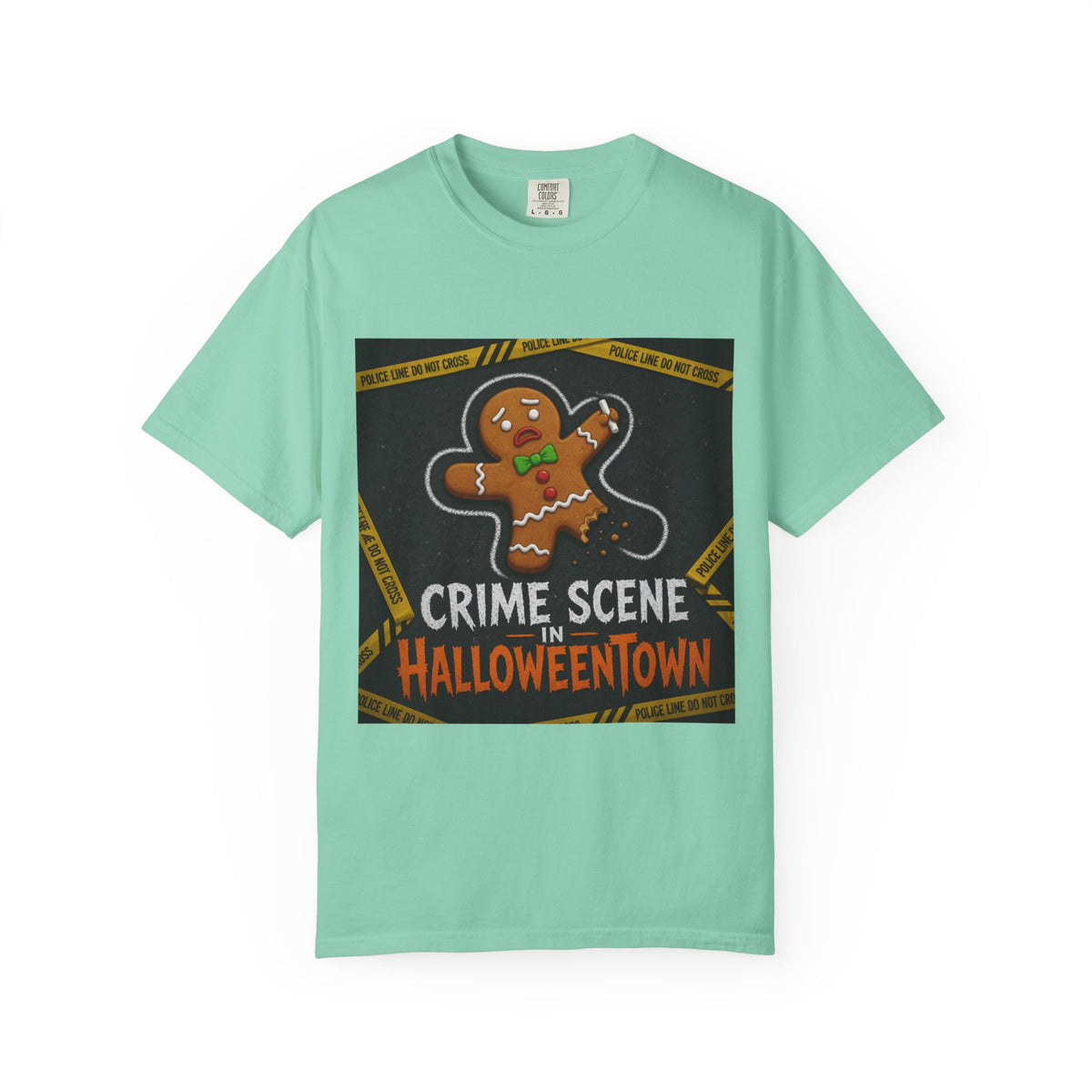 Color: Island Reef | Crime Scene in Halloweentown Unisex Garment-Dyed Tee