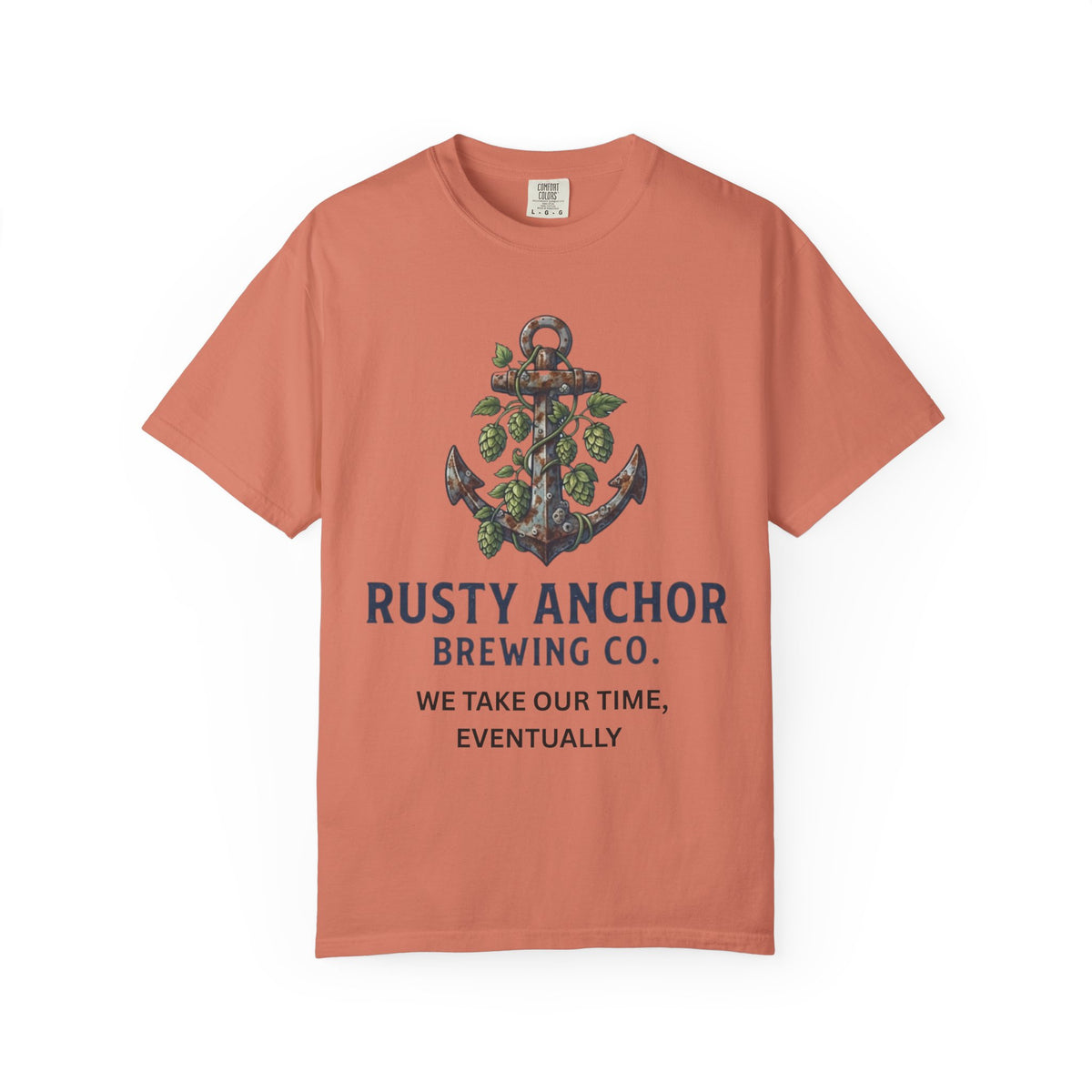 Color: Terracotta | Rusty Anchor Brewing Unisex Garment-Dyed Tee
