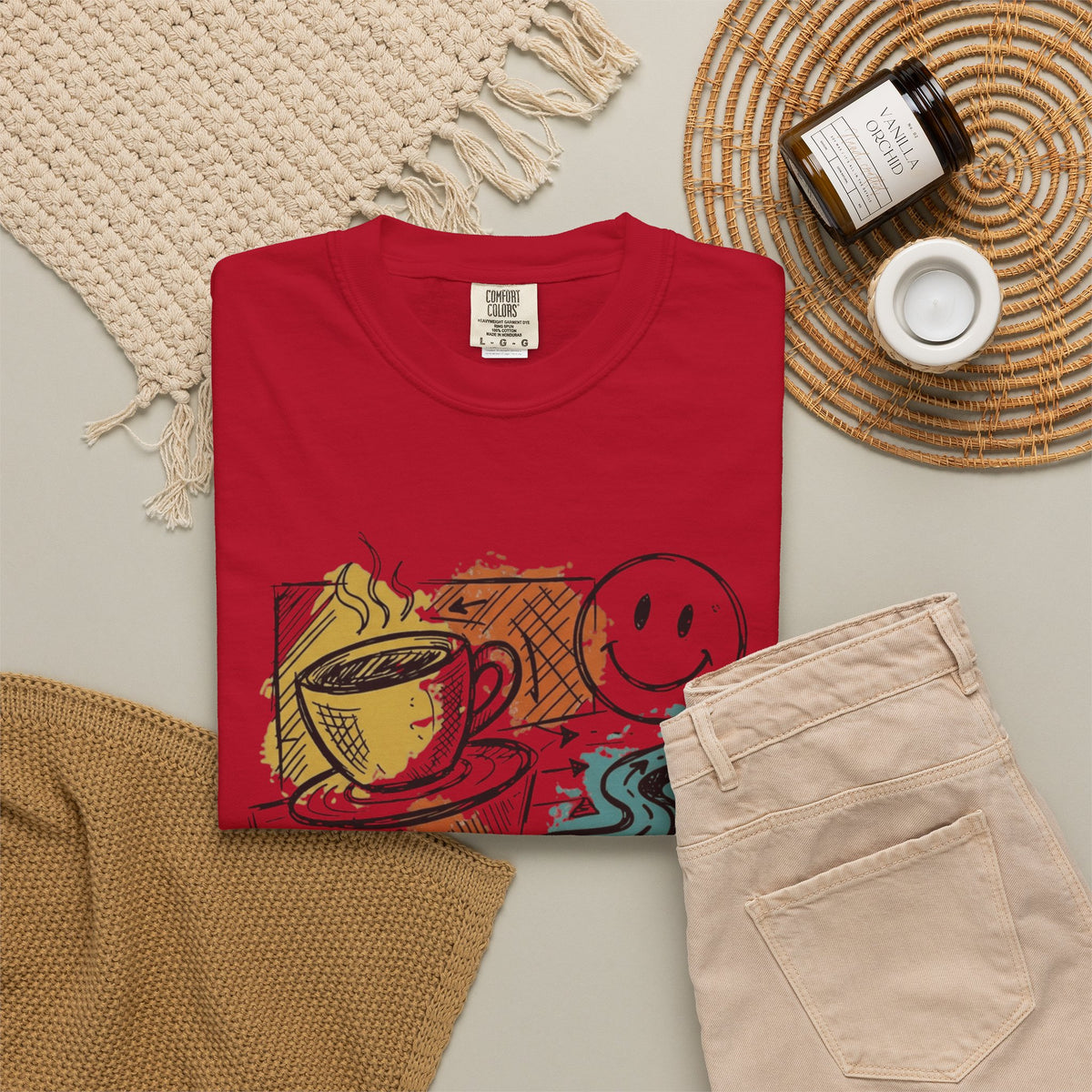"Happy Coffee" Unisex Garment-Dyed Tee