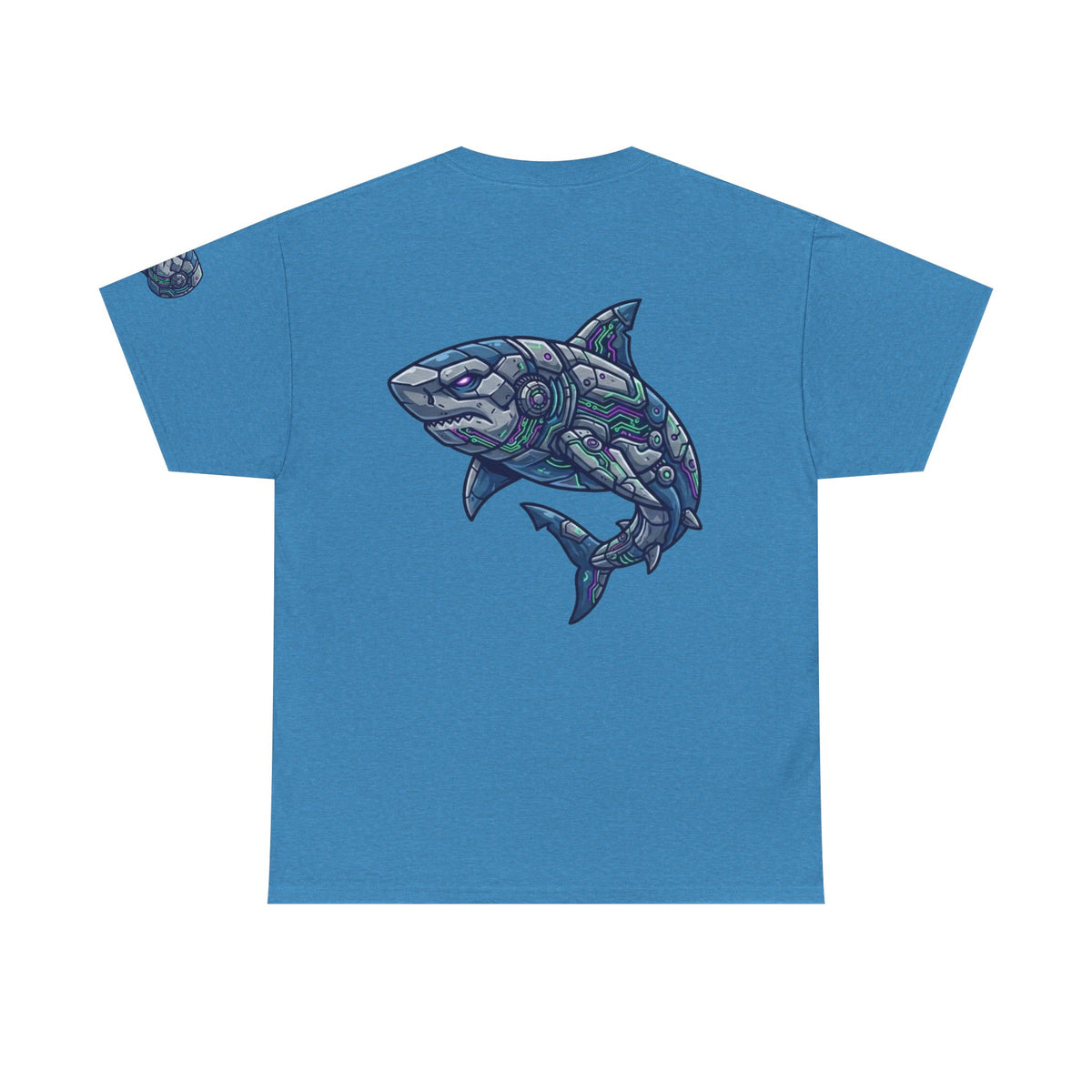 Color: Heather Sapphire | Cyber Shark Premium Graphic Tee