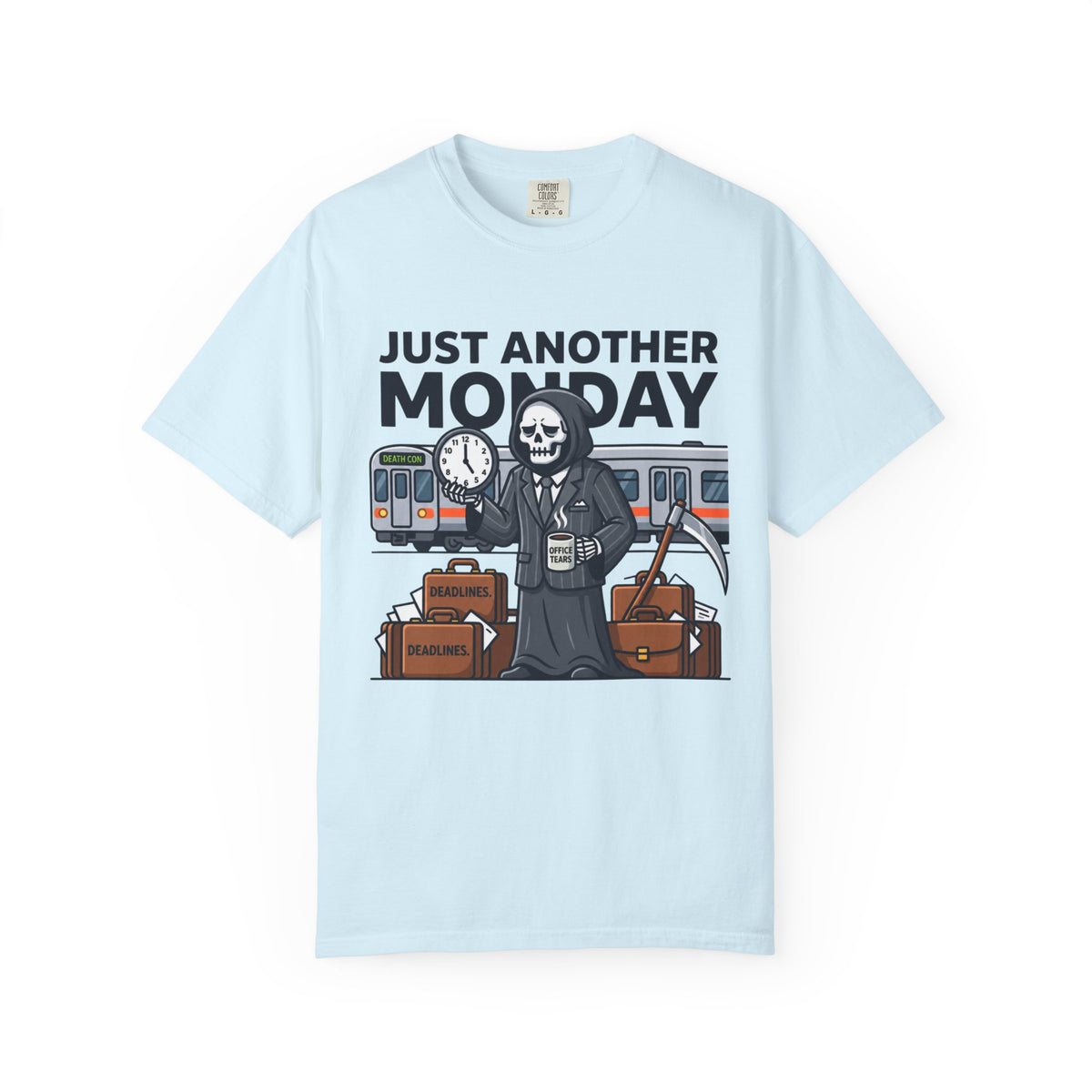 Color: Chambray | Just Another Monday Unisex Garment-Dyed Tee