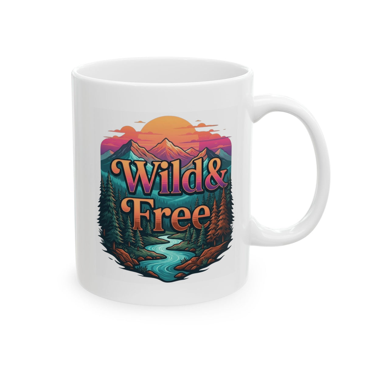 "Wild & Free" White Ceramic Mug
