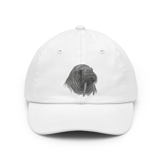 Color: White | Pencil Sketch Art Walrus Dad Hat — Graphic