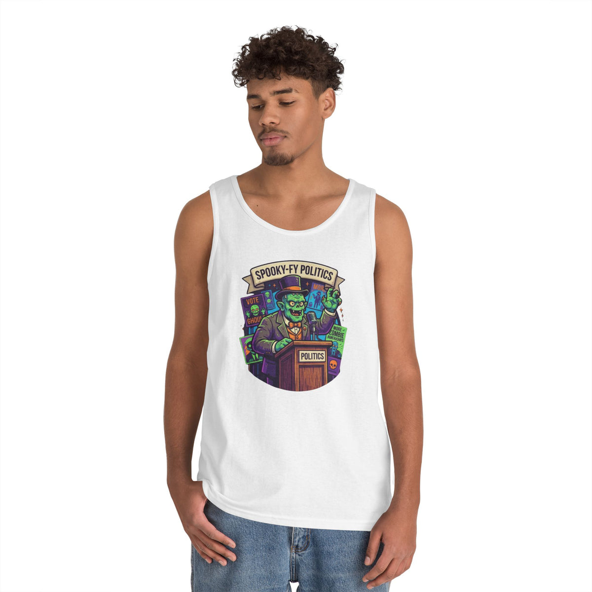 Color: White | Spooky-Fy Politics Tank Top