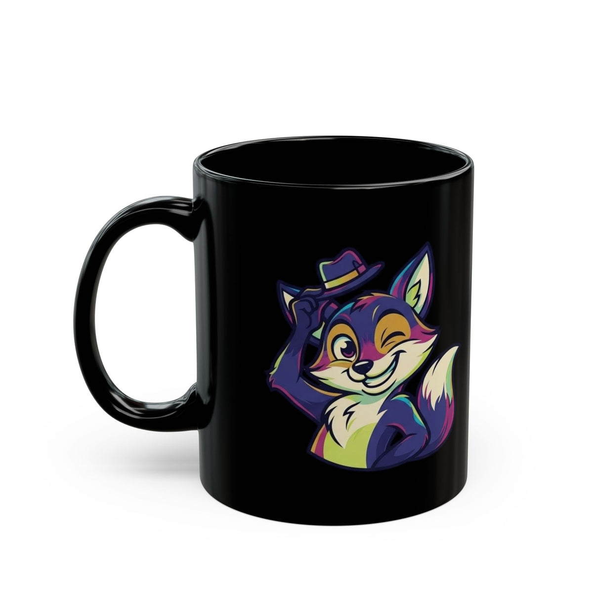 "Mischievous" Black Ceramic Mug — Graphic