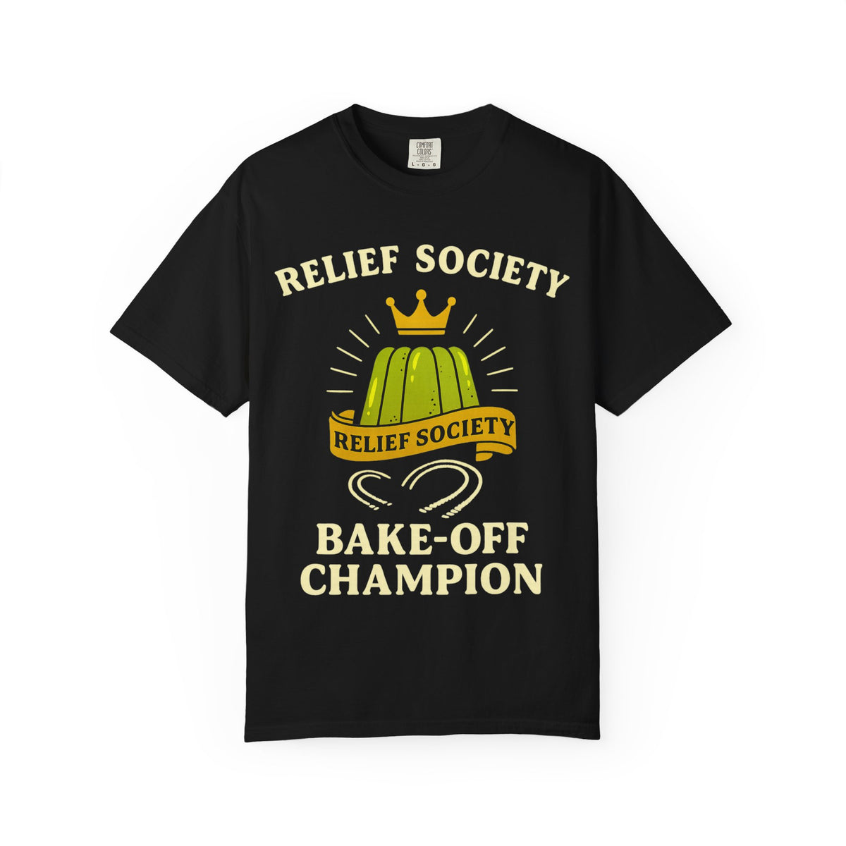 Color: Black | Relief Society Bake-Off Champion Unisex Garment-Dyed T-shirt