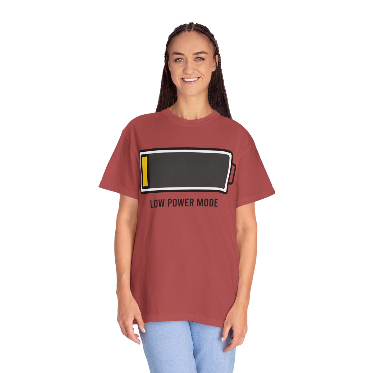 Color: Crimson | Low Power Mode Unisex Garment-Dyed Tee