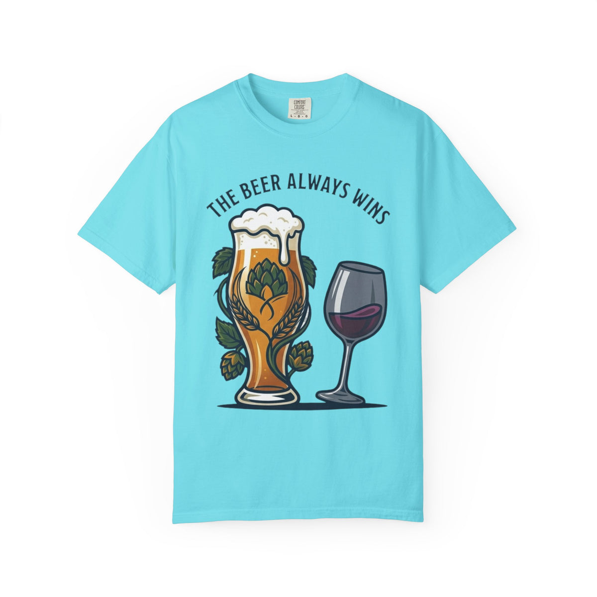 Color: Lagoon Blue | The Beer Always Wins Unisex Garment-Dyed Tee