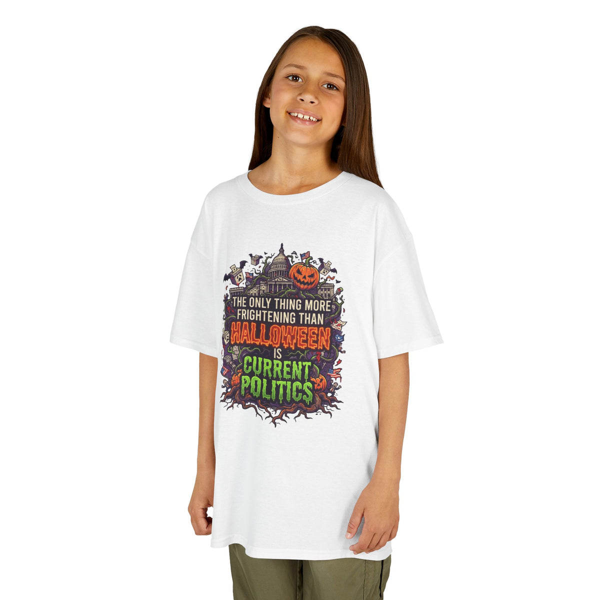 Color: White | Current Politics Kids Tee