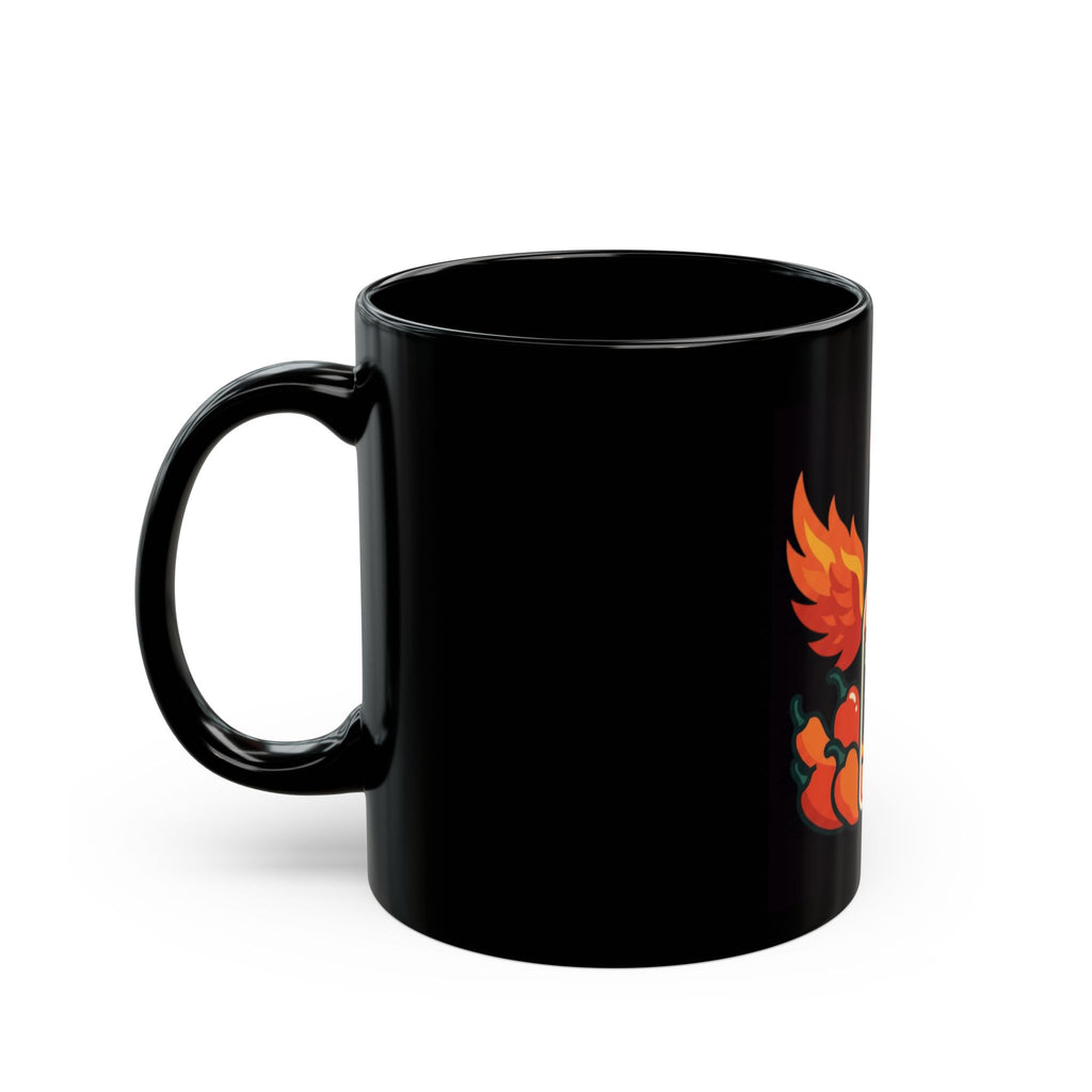 "Burns Coming Out" Black Ceramic Mug — Graphic