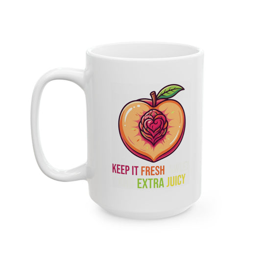 "Warm Sweet Juicy" White Ceramic Mug