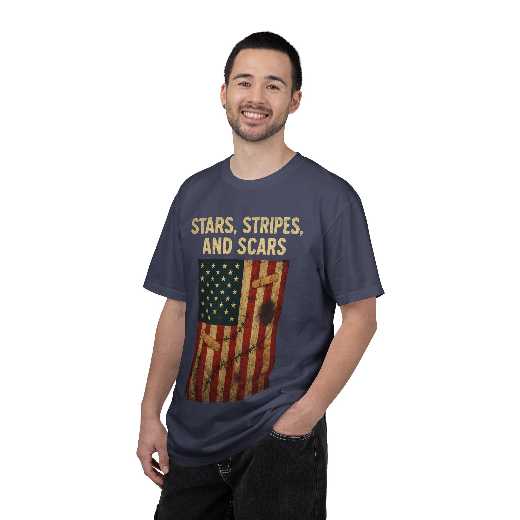 "STARS, STRIPES, AND SCARS" Unisex Garment-Dyed T-shirt