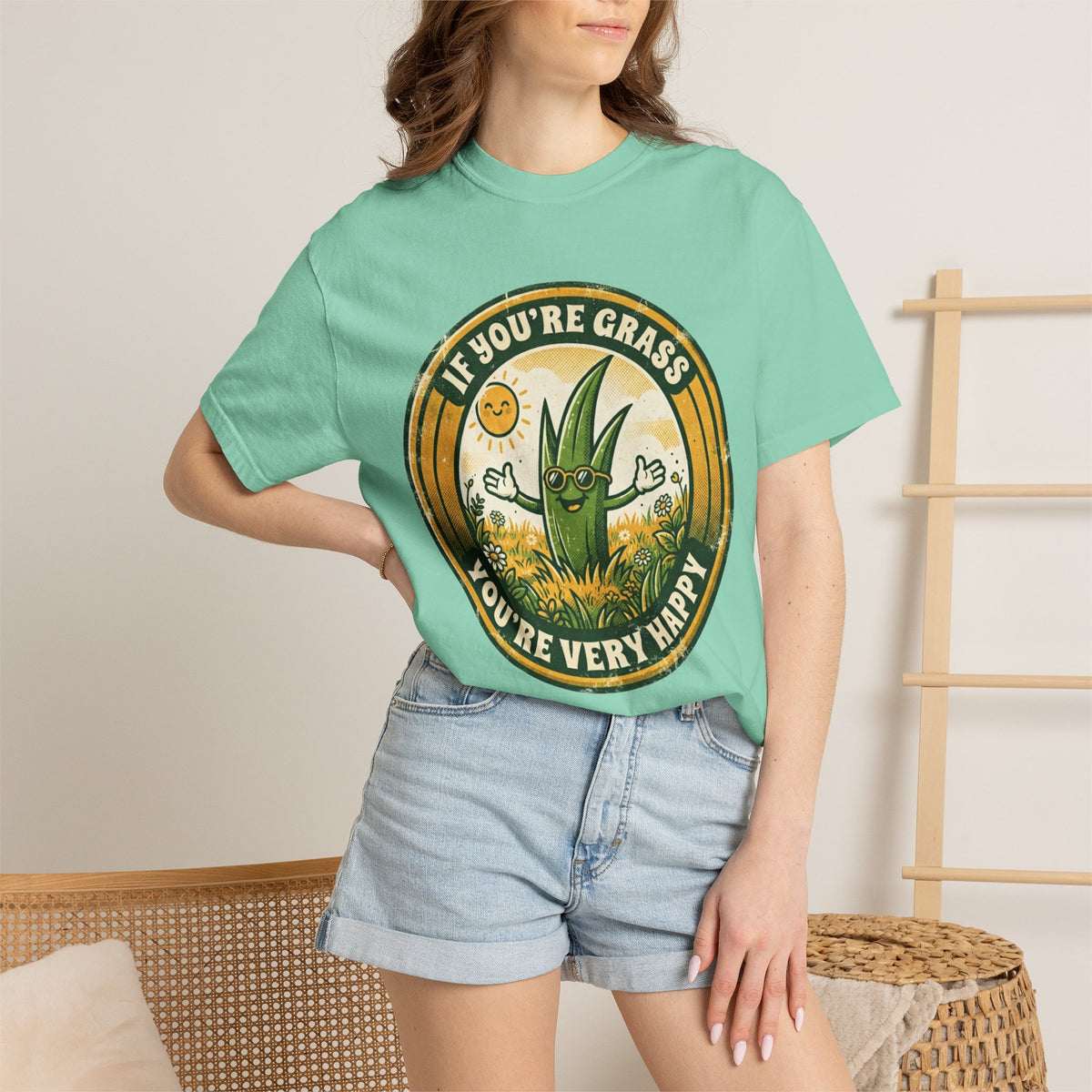 "If You're Grass You're Very Happy" Unisex Garment-Dyed Tee