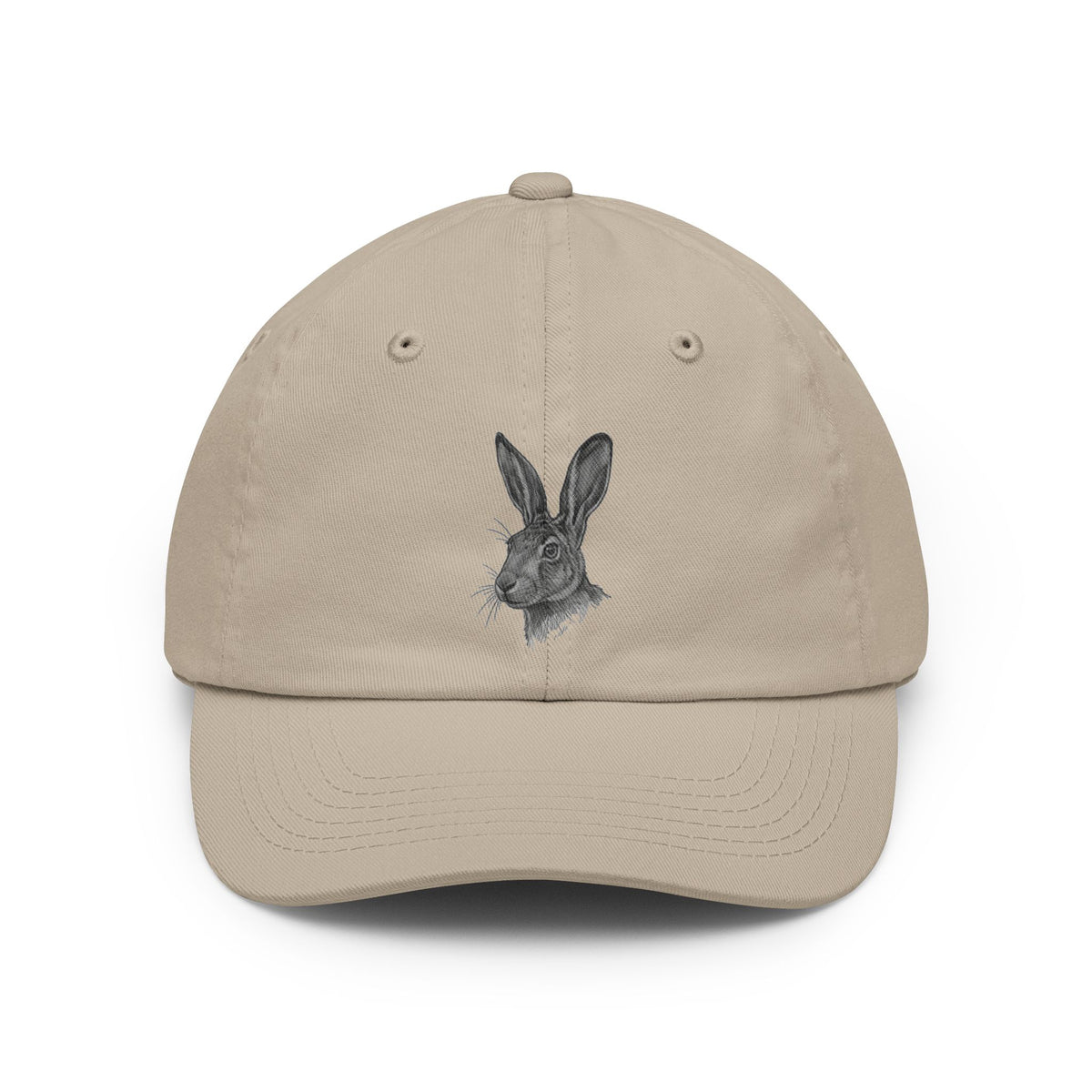 Color: Stone | Pencil Sketch Art Jack Rabbit Dad Hat — Graphic