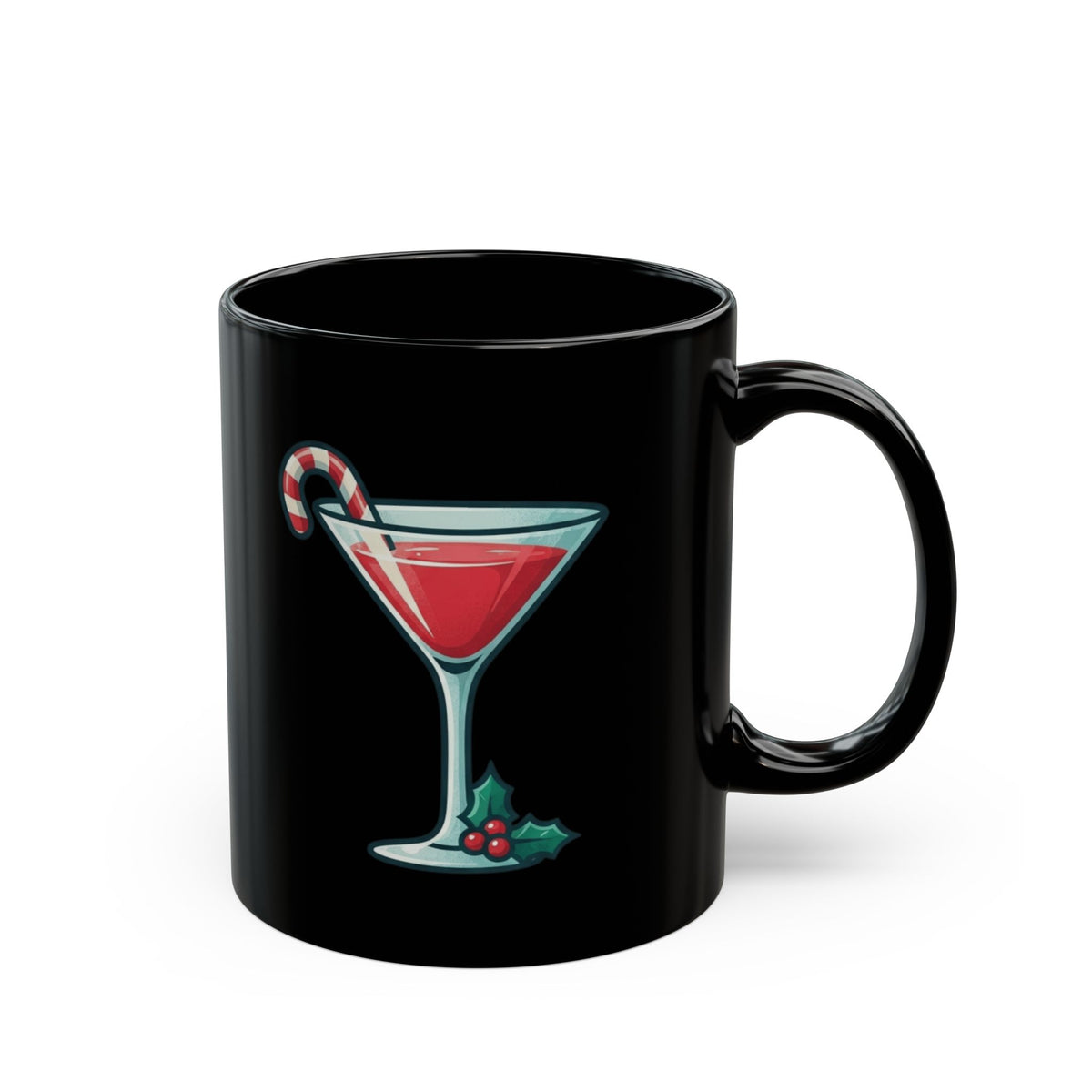 "Christmas Cheer" Black Ceramic Mug — Graphic