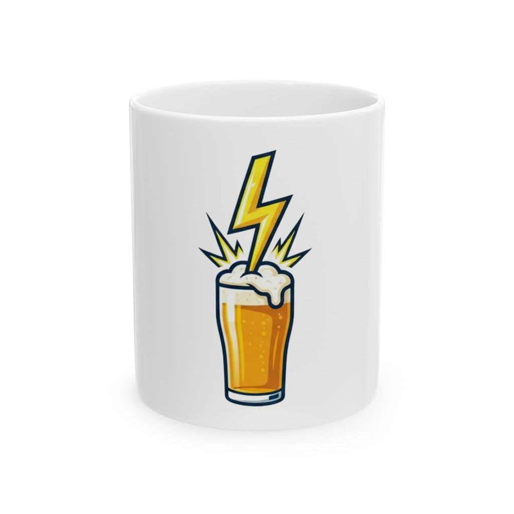 "Static Electricity Brewing" White Ceramic Mug — Graphic