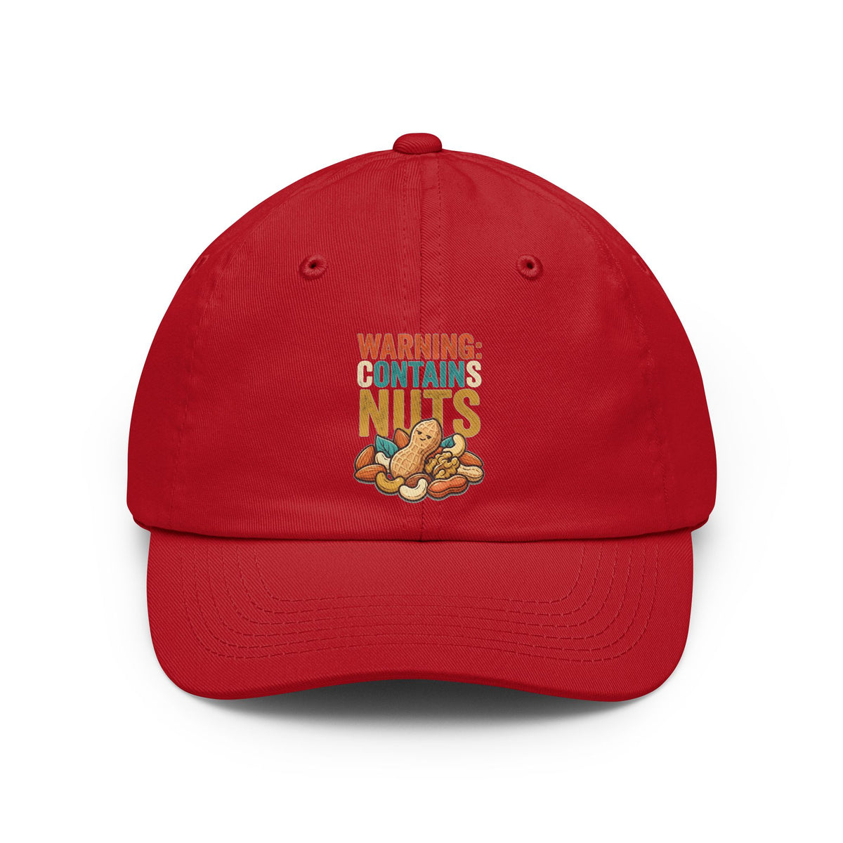 Color: Red | Warning Contains Nuts Dad Hat
