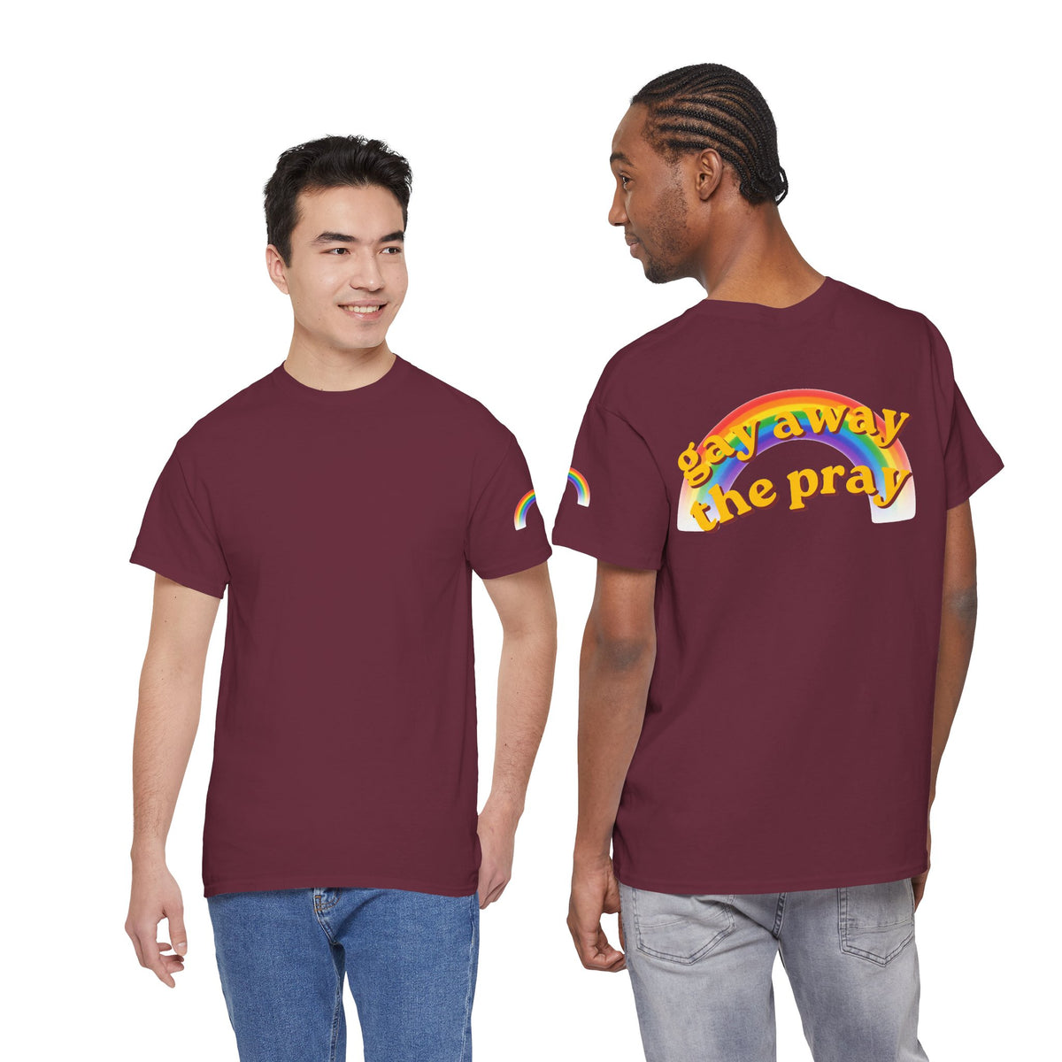 Color: Maroon | Gay Away the Pray Premium Graphic Tee