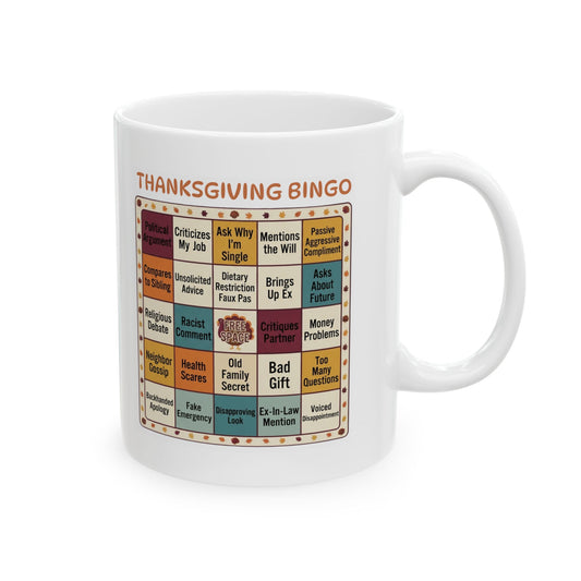 "Thankgiving Bingo" White Ceramic Mug