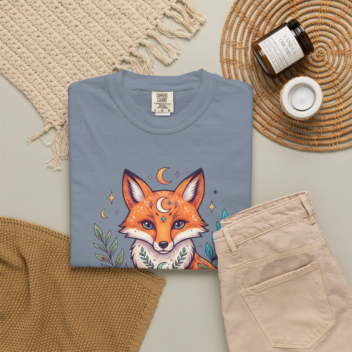 "Hippy Fox" Unisex Garment-Dyed Tee
