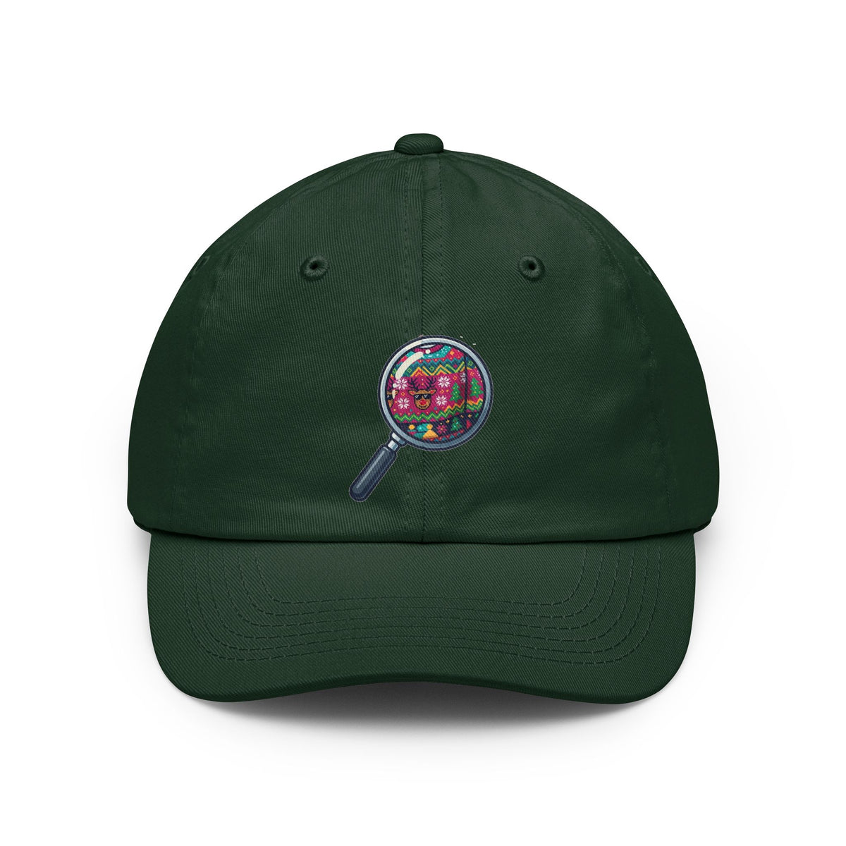 Color: Forest Green | Ugly Sweater Dad Hat — Graphic